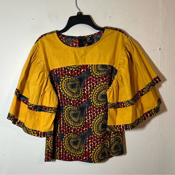 ESY Studio EY Top Puff Sleeve Unique Boho Blouse 1X - Picture 6 of 6